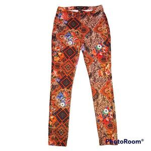 Like an Angel orange floral medallion print poly spandex leggings